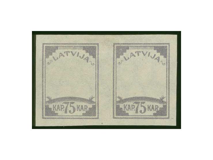 75 k. lilac, frame only, horizontal pair on honeycomb watermarked paper, without gum, fine 