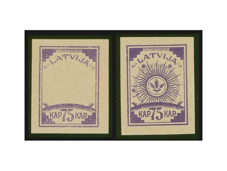75 k. lilac, frame only and center only on ordinary paper, without gum, fine