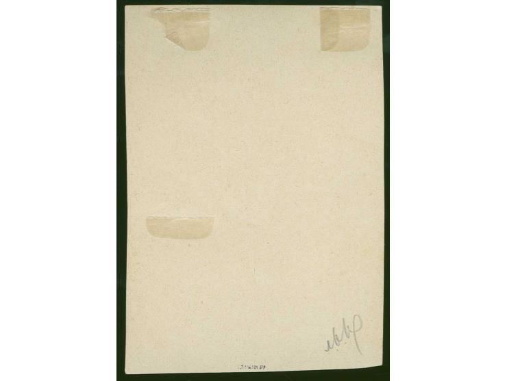 3-20 and 35-75 k. black, together on miniature sheet on chalky paper, without gum, very scarce and extremely attractive, very
