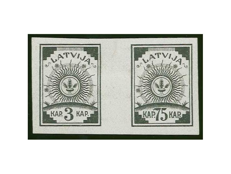 3 and 75k. on chalky paper as horizontal gutter pair, without gum, scarce, fine