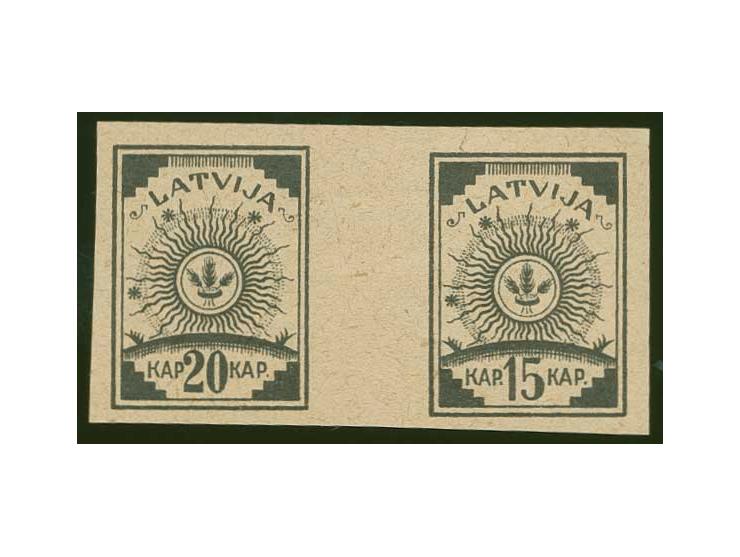 20 and 15 k. on ordinary paper as horizontal gutter pair, without gum, scarce, fine