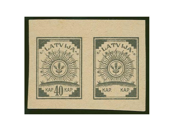Unissued 40 k. on ordinary paper as horizontal gutter pair, left stamp without inserted value, without gum, very scarce, sign