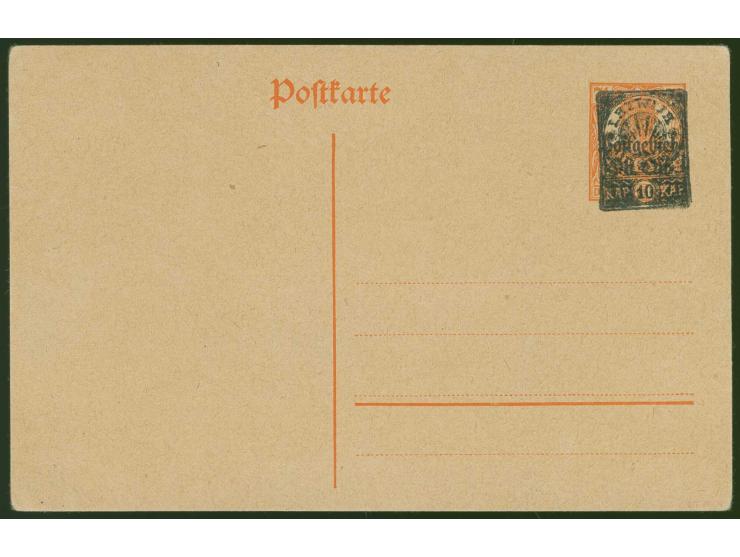 1919, Issue for North-Latvia, 10 k. on Ober-Ost postal stationery 7½ Pfg., unused, scarce, fine