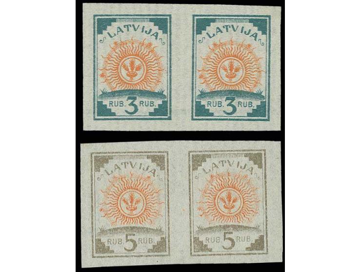 1919, Sun design 3-5 rbl., archive proofs, imperforated horizontal pairs, without gum, fine