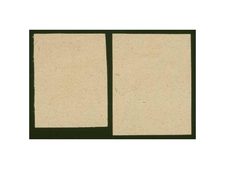 3 and 5 rbl. black on ordinary paper, frame only, without gum, scarce, fine