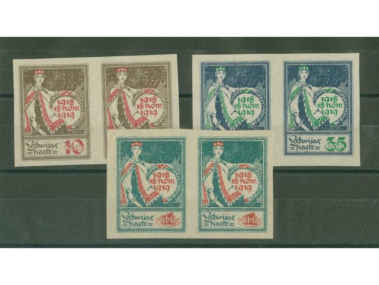 1919, 1st Anniversary of Indendence 10k.-1 rbl., archive proofs, imperforated horizontal pairs, without gum, rare, fine