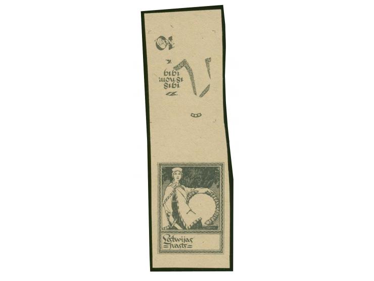 1919, 1st Anniversary of Independence 10 k. black, frame and center on ordinary paper as vertical tête-bêche, without gum, a 
