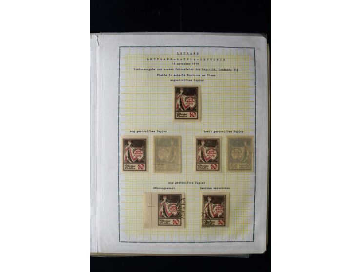 1919, 1st Anniversary of Independence 10 k. - 1 r., unused and used collection containing many plate flaws, perforation varie