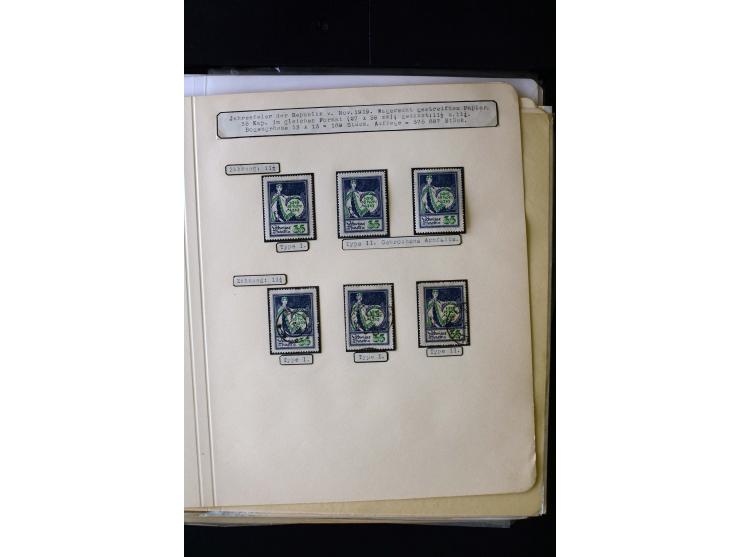 1919, 1st Anniversary of Independence 10 k. - 1 r., unused and used collection containing many plate flaws, perforation varie