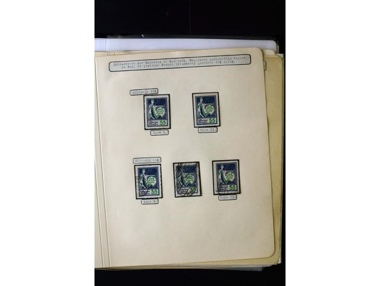 1919, 1st Anniversary of Independence 10 k. - 1 r., unused and used collection containing many plate flaws, perforation varie