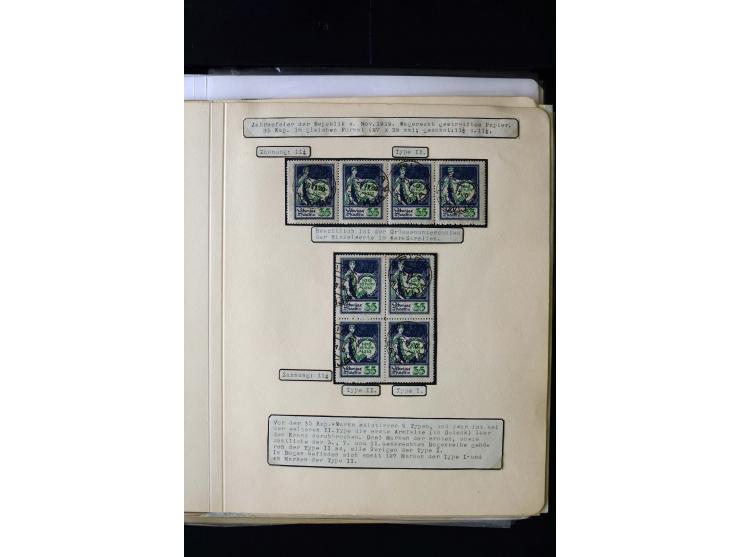 1919, 1st Anniversary of Independence 10 k. - 1 r., unused and used collection containing many plate flaws, perforation varie
