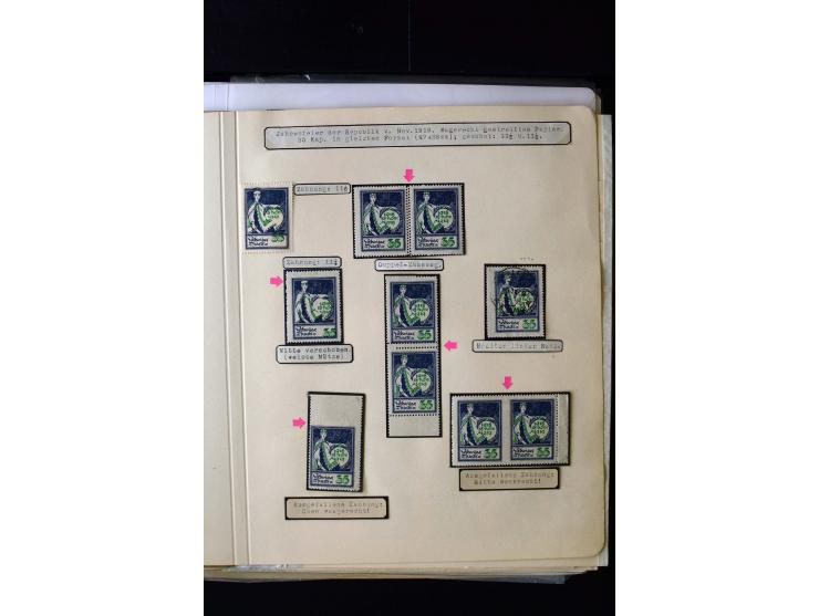 1919, 1st Anniversary of Independence 10 k. - 1 r., unused and used collection containing many plate flaws, perforation varie