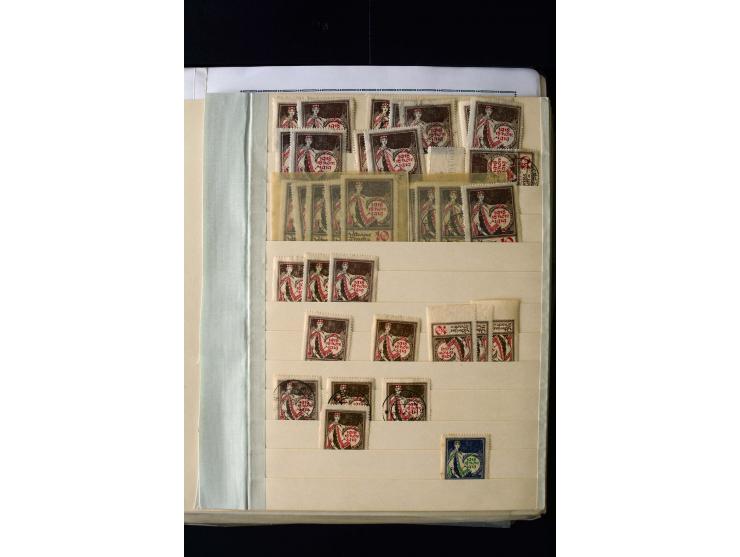 1919, 1st Anniversary of Independence 10 k. - 1 r., unused and used collection containing many plate flaws, perforation varie