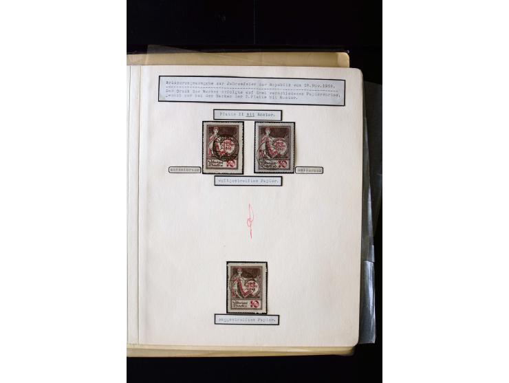 1919, 1st Anniversary of Independence 10 k. - 1 r., unused and used collection containing many plate flaws, perforation varie
