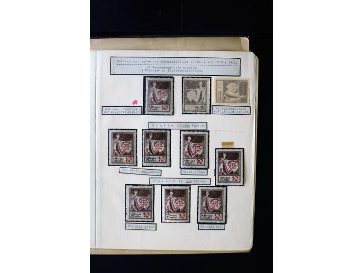 1919, 1st Anniversary of Independence 10 k. - 1 r., unused and used collection containing many plate flaws, perforation varie