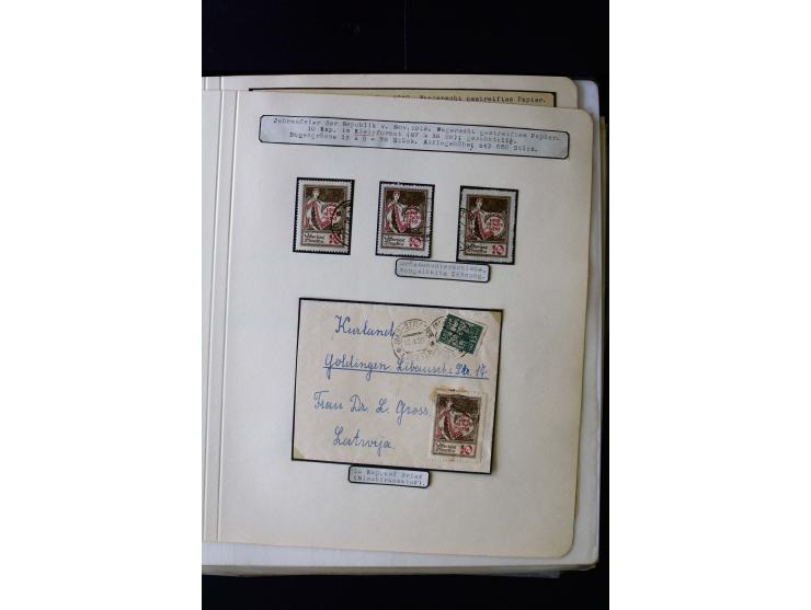 1919, 1st Anniversary of Independence 10 k. - 1 r., unused and used collection containing many plate flaws, perforation varie