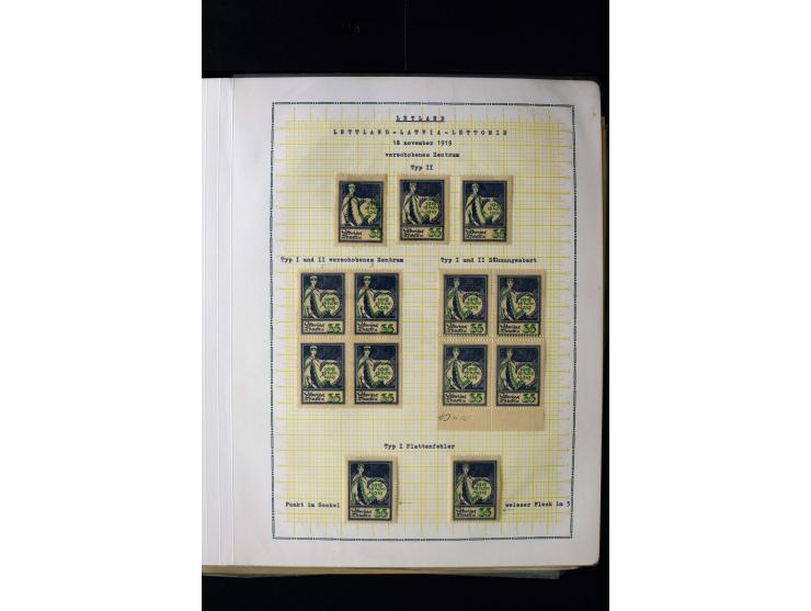 1919, 1st Anniversary of Independence 10 k. - 1 r., unused and used collection containing many plate flaws, perforation varie