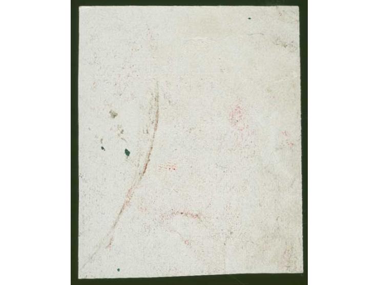 1919, Liberation of Courland 10 k. brown frame / red background on white chalky paper, from the upper left sheet corner, with