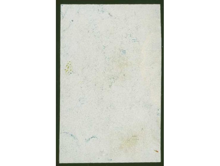 1919, Liberation of Courland 1 rbl. blue frame / green background on white chalky paper, without gum, scarce, fine