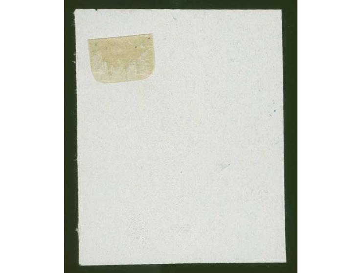 1919, Liberation of Courland 1 rbl. dark green frame / blue background on white chalky paper, from the lower right sheet corn