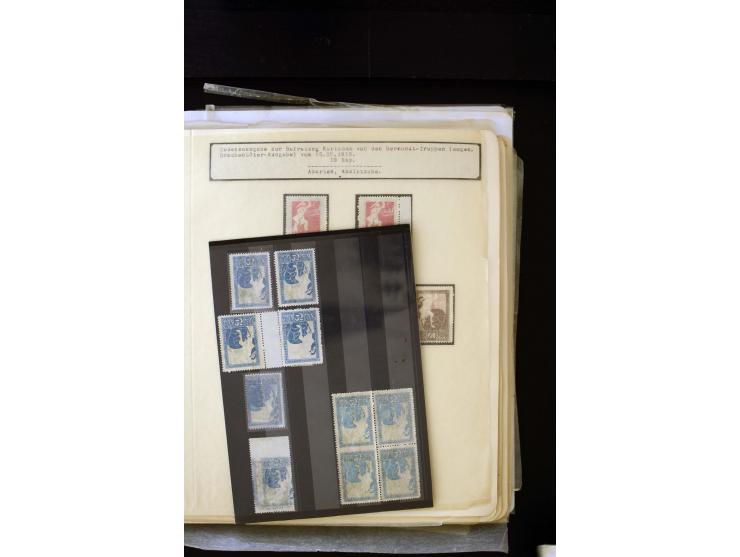1919, Liberation of Courland, unused and used collection containing many varieties like offsets, partially imperforated stamp