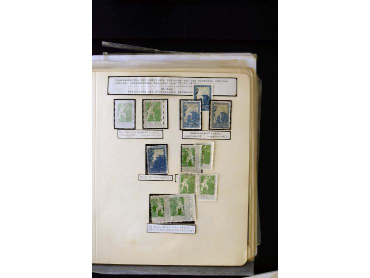 1919, Liberation of Courland, unused and used collection containing many varieties like offsets, partially imperforated stamp