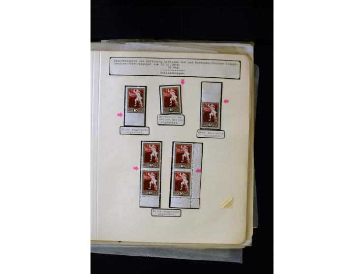 1919, Liberation of Courland, unused and used collection containing many varieties like offsets, partially imperforated stamp