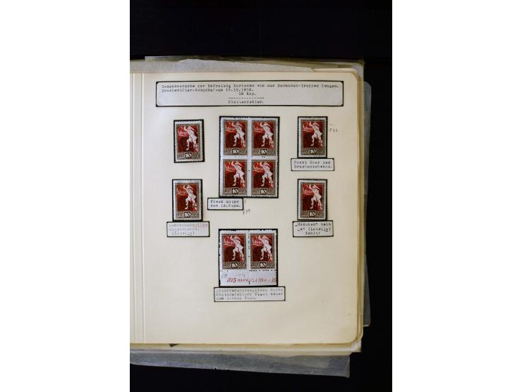 1919, Liberation of Courland, unused and used collection containing many varieties like offsets, partially imperforated stamp