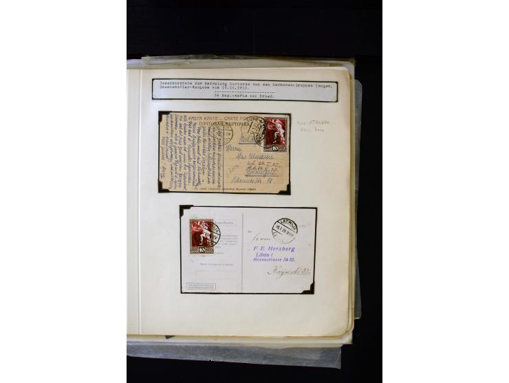 1919, Liberation of Courland, unused and used collection containing many varieties like offsets, partially imperforated stamp