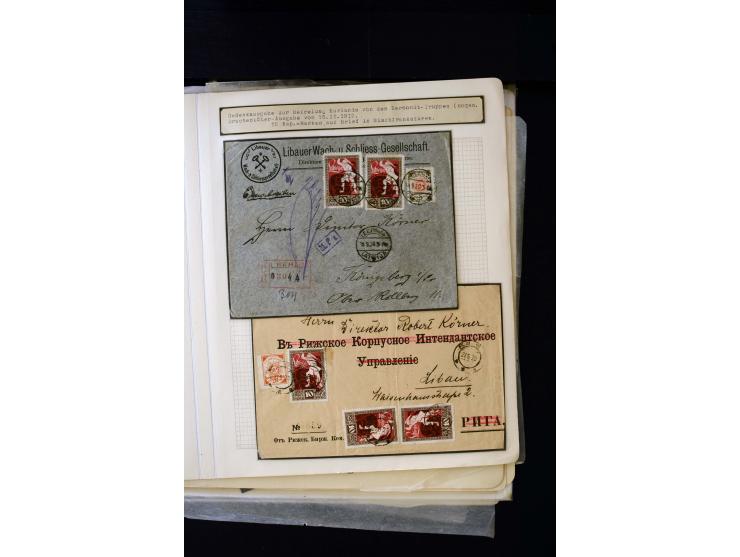 1919, Liberation of Courland, unused and used collection containing many varieties like offsets, partially imperforated stamp