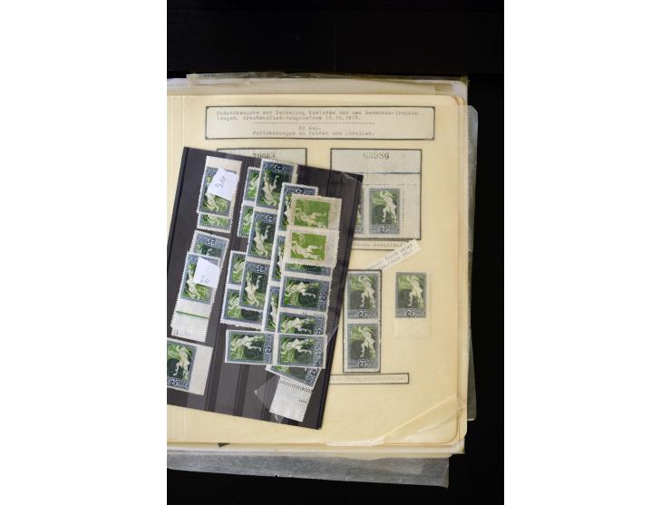 1919, Liberation of Courland, unused and used collection containing many varieties like offsets, partially imperforated stamp