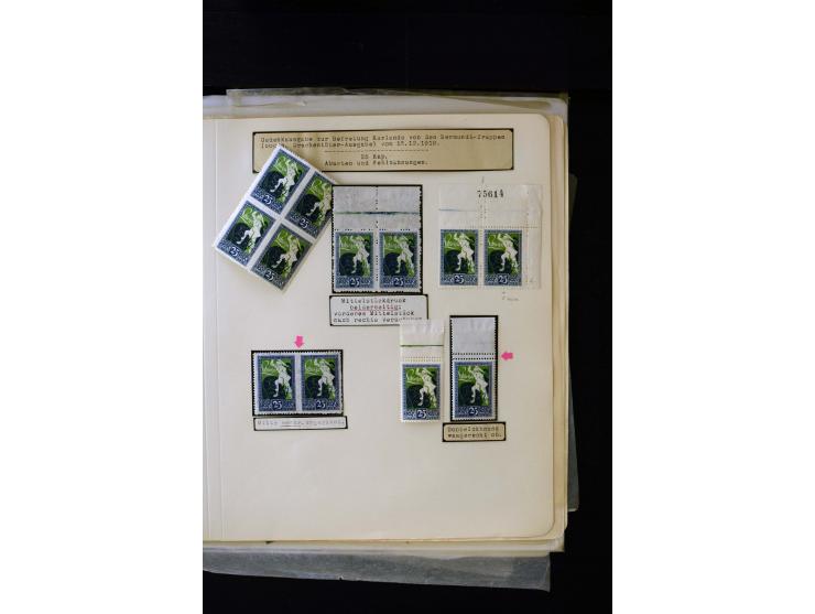 1919, Liberation of Courland, unused and used collection containing many varieties like offsets, partially imperforated stamp
