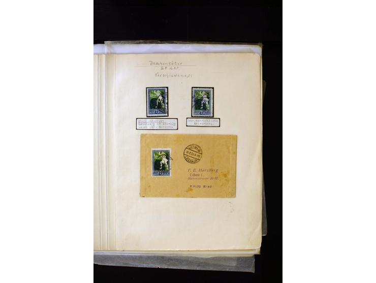 1919, Liberation of Courland, unused and used collection containing many varieties like offsets, partially imperforated stamp