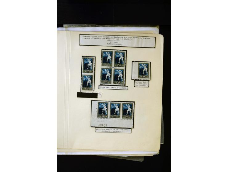 1919, Liberation of Courland, unused and used collection containing many varieties like offsets, partially imperforated stamp