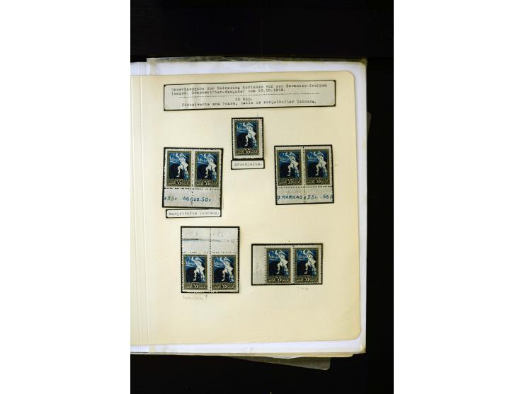 1919, Liberation of Courland, unused and used collection containing many varieties like offsets, partially imperforated stamp