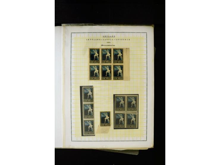 1919, Liberation of Courland, unused and used collection containing many varieties like offsets, partially imperforated stamp