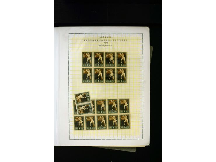 1919, Liberation of Courland, unused and used collection containing many varieties like offsets, partially imperforated stamp