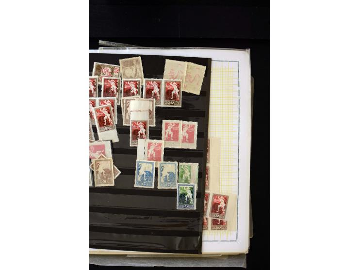1919, Liberation of Courland, unused and used collection containing many varieties like offsets, partially imperforated stamp