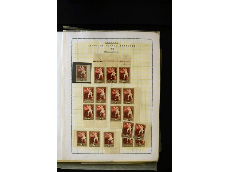 1919, Liberation of Courland, unused and used collection containing many varieties like offsets, partially imperforated stamp