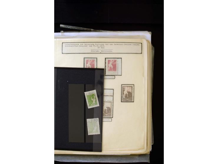 1919, Liberation of Courland, unused and used collection containing many varieties like offsets, partially imperforated stamp