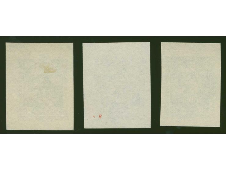 1920, First Constitution Assembly 50 k. green, greyish-green and yellowish green, each on white smooth paper, without gum, on