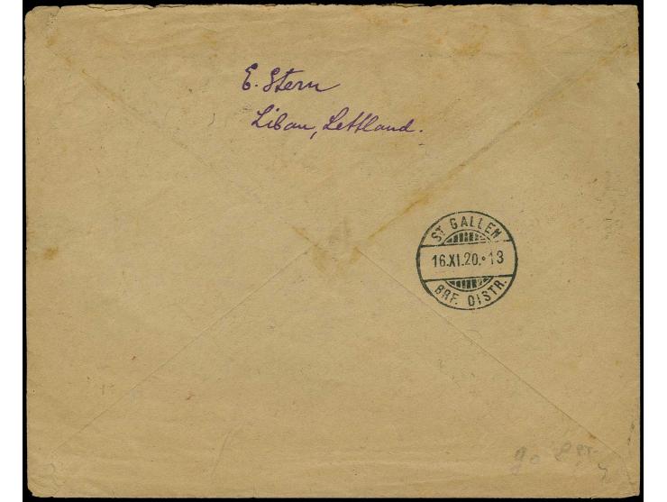 1920, First National Assembly 1 r. with additional franking tied by cds. "LEEPAJA 10.11.20" to registered cover, with handdra