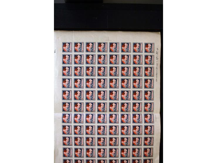  1920, Red Cross, mostly unused collection with many multiples, partially imperforated stamps and multiples, plate flaws and 