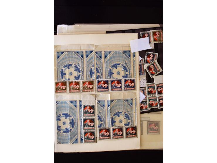  1920, Red Cross, mostly unused collection with many multiples, partially imperforated stamps and multiples, plate flaws and 
