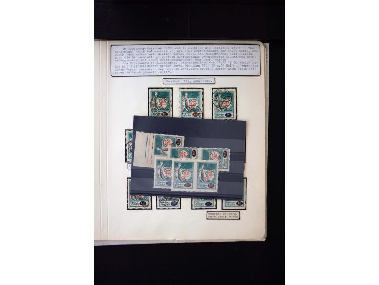 1920, 10 - 30 r. and 2 r., unused and used collection containing Mi.-No. 10 - 30 as pair imperforated between, also offsets, 