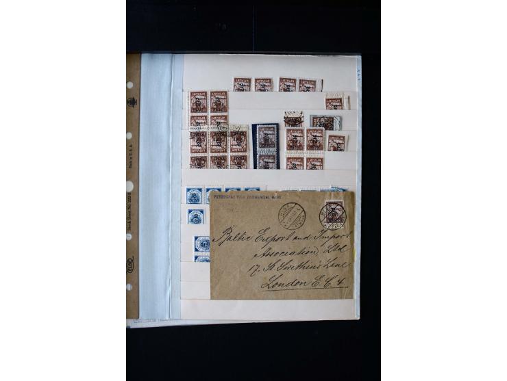 1920, 10 - 30 r. and 2 r., unused and used collection containing Mi.-No. 10 - 30 as pair imperforated between, also offsets, 