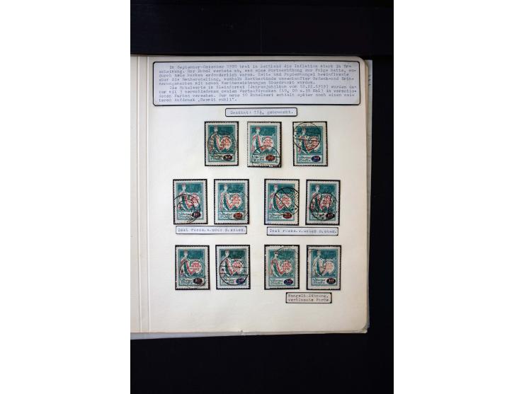 1920, 10 - 30 r. and 2 r., unused and used collection containing Mi.-No. 10 - 30 as pair imperforated between, also offsets, 