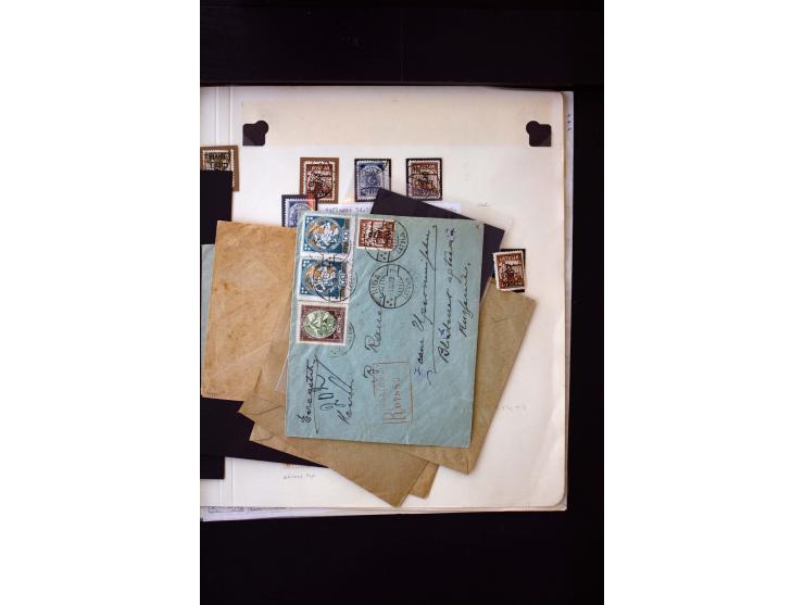 1920, 10 - 30 r. and 2 r., unused and used collection containing Mi.-No. 10 - 30 as pair imperforated between, also offsets, 