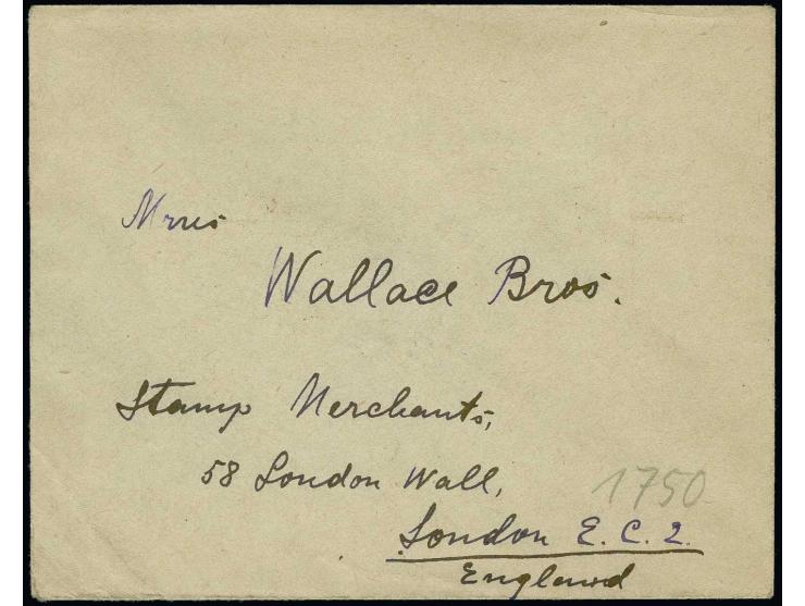 2 r. with red-orange overprint as horizontal pair with right sheet margin, tied by cds. "LEEPAJA" to reverse of cover to Lond