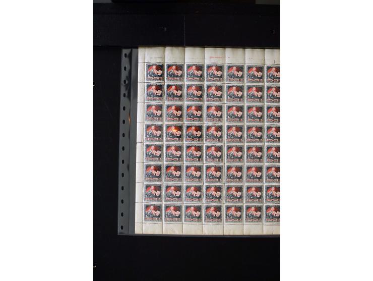 1921, Red Cross surcharged, 2 r. on 40 k.-1 r., each as block of 88 with sheet margins on blue reverse and each as complete s